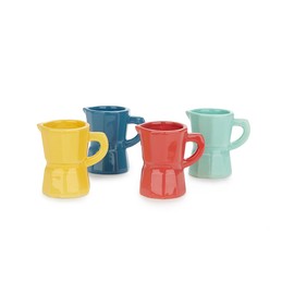 Balvi Set tazzine in Ceramica Espresso Moka Colore Multicolor Set di 4 tazzine da Espresso Colorate a Forma di mo
