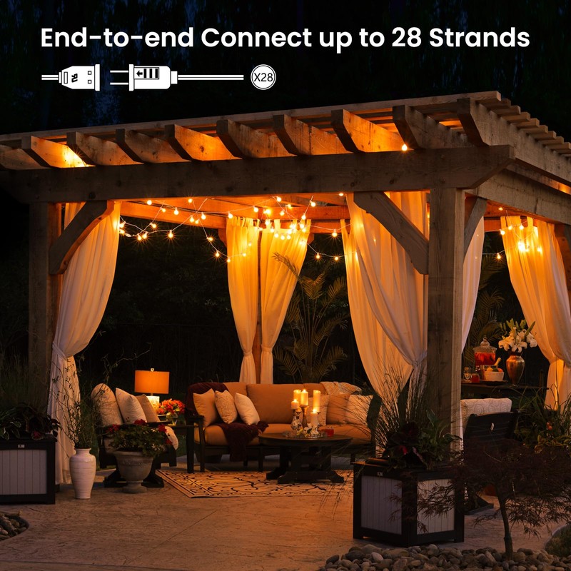 Brightown Outdoor String Lights, 50FT 25 G40 Bulbs Shatterproof Patio