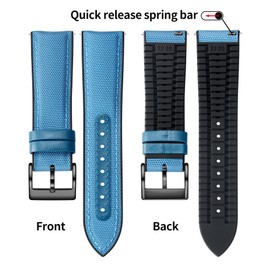 BINLUN Nylon Silicone Watch Bands 18mm 19mm 20mm 21mm 22mm Quick Release Canvas Rubber Hybrid Watch Strap Replacement Watchband for Men Women 9 Colors Silver/Black Buckle(Blue-Black,18mm)