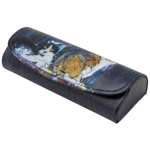 Pearl MAN-38 Glasses Case, Semi-Hard, Button Magnetic, Manhattaners, Cat Pattern,
