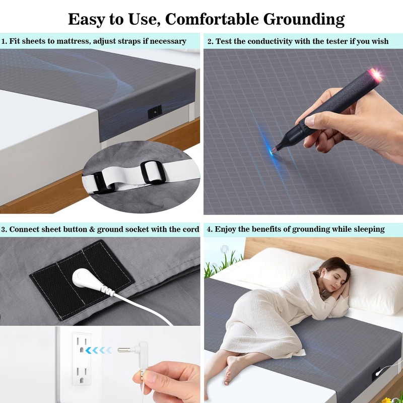 Twinmoon Grounding Sheets: Queen Size Grounding Fitted Sheets with Adjustable