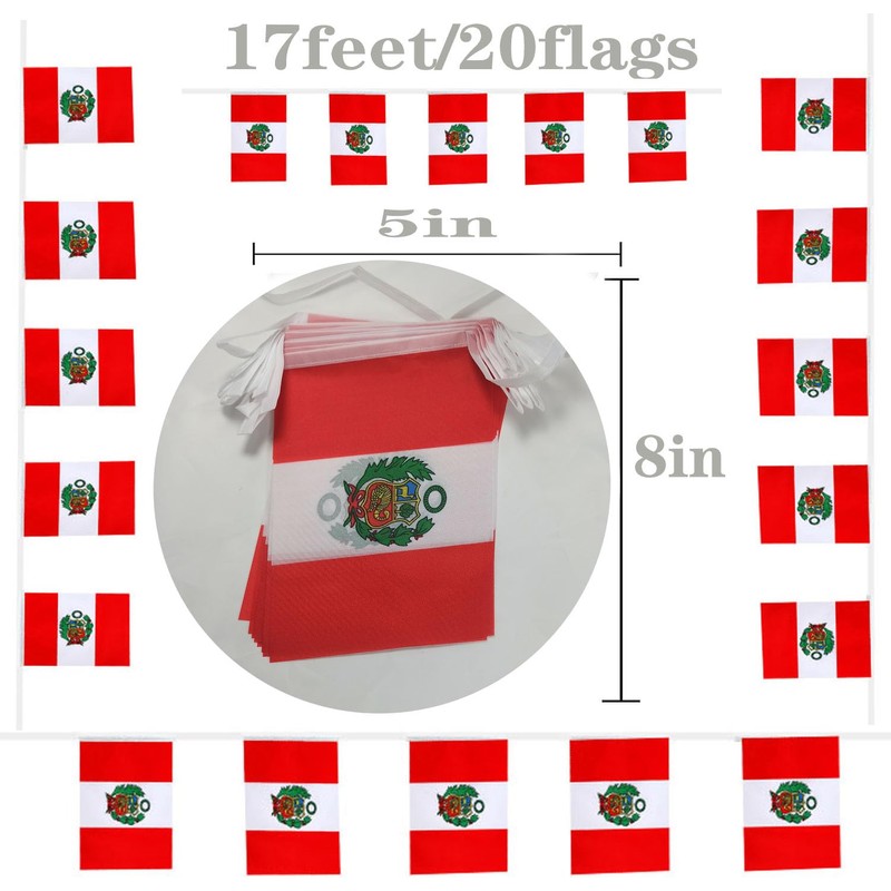 FFILL Peruvian Banner Flag String,Peru Mini Flag Small Banner, for