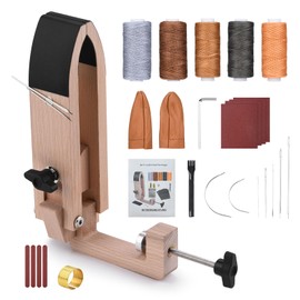 Leather Tool Pony, Leather Sewing Machine Pony Set Including Leather Clamping Device, Leather Hole Punch, Finger Protection Ring, Sewing Needles for Leather, Finger Cots, Sheets Sandpaper, Sanding
