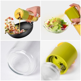 MKHS 2 pcs 10oz Olive Oil Dispenser - 2 in 1 Oil Dispenser and Oil Sprayer - 300ml Oil Bottle Sprayer for Cooking, Kitchen, Salad