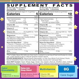 Magnesium Glycinate Gummies for Adults & Kids 4+, Sugar Free Magnesium Bisglycinate Supplement 400/200mg with B6D3, L-Theanine for Sleep & Relaxation,