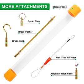 32.5FT Fiberglass Running Electrical Wire Cable Glow Rods Wire Pulling, Fish Tape Set with Accessories, Green