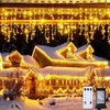 JMEXSUSS Christmas Icicle Lights for Outside-800 LED Warm White Icicle