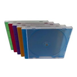 mediaxpo Standard Assorted Frosted Clear Color Tray CD Jewel Case (Pack of 50)