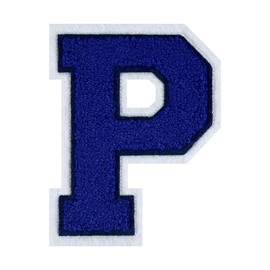 4-1/2" Iron on Letter Patches Blue Chenille Letter Patches Large Varsity Letter Patches Letterman Jacket Patches for Clothes(P)