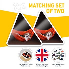 2 x Triangle Stickers 10 cm - Cute Sleeping Beagle Puppy Dogs Pets Fun Decals for Laptops,Tablets,Luggage,Scrap Booking,Fridges #8432