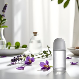 2Pcs White 50ML Glass Empty Roller Bottles with Plastic Roller Ball, Deodorant Roll On Containers Leak Proof Massage Ball Bottles with Cap for Essential Oil Perfume Cosmetics