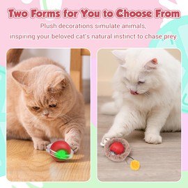 JAKPAK Cat Toys Interactive Cat Toy Ball with Plush Cover for Indoor Cats Bird Chirping and Strong Power Drive Dog Cat Toy Moving Automatic Cat Toys for Bored Indoor Cats of All Ages (Red)
