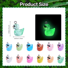 COGCHARGER 60Pcs Luminous Resin Duck Charms Glow in The Dark Mini Duck with Glasses Pendants Cute Animal Charms for Bracelets Necklace Earrings Jewelry Making