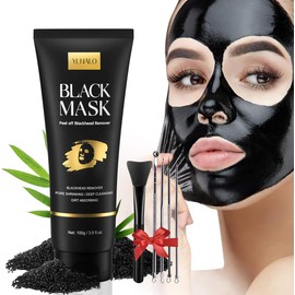 Kit de máscara para quitar puntos negros, máscara facial de carbón, máscara de nariz con cepillo para polvo para la cara, extractores de espinillas, limpieza profunda de poros, acné, máscara negra para todos los tipos de piel (3.5 onzas líquidas)
