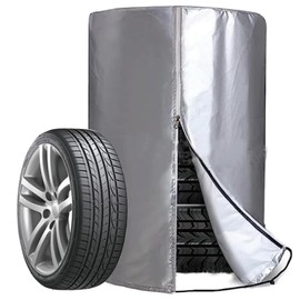 Tire Cover, Outdoor, Oxford 420D Fabric, Thick, Waterproof, UV Protection, Degradation, Dirt Prevention, Silver Coating (For Light Vehicles, 22.8 x 29.9 inches (58 x 76 cm)