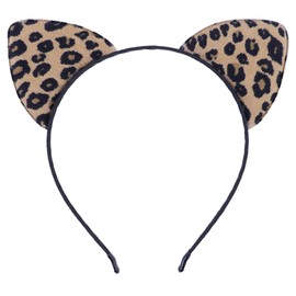 Bonnie Z. Leonardo Corduroy Leopard Spots Cat Ears Headband Brown