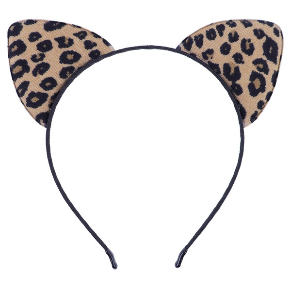 Bonnie Z. Leonardo Corduroy Leopard Spots Cat Ears Headband Brown