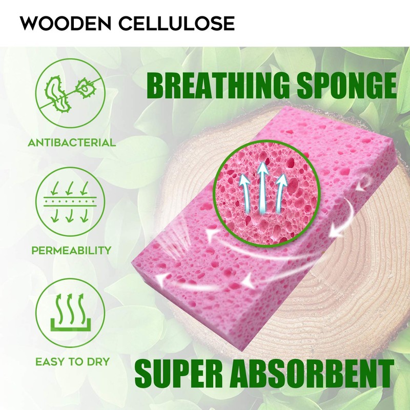 PANYEE Cleaning Scrub Colored Sponge,Non-Scratch Kitchen Cellulose Dishwashing Sponge,16Pack Biodegradable