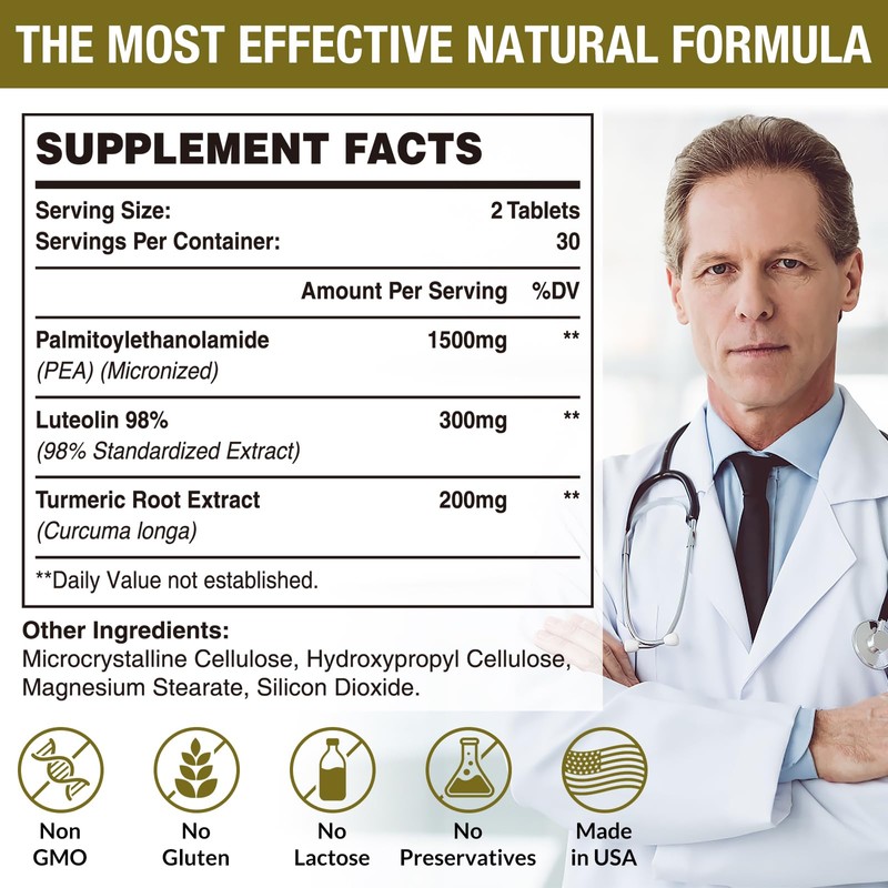 Rosmolo 1500 MG Palmitoylethanolamide with Luteolin 98% & Turmeric, High