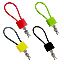 KATIMI 4 Pieces Steel Rope Padlocks with Keys, Heavy Duty Long Padlock and Chain, 4 Colors Anti-Theft Bin Lock with 3 Keys, Adjustable Suitcase Locks with Keys, for File Cabinet Strongbox