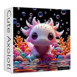 PICKFORU Cute Axolotl 1000 Piece Puzzle for Adults, Colorful Sea Animal Undersea Corals Jigsaw Puzzles, Impossible Hard Unique Art Theme as Home Decor