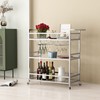 LORMITER Silver Bar Carts with 3 Tier Glass Shelves, Rolling