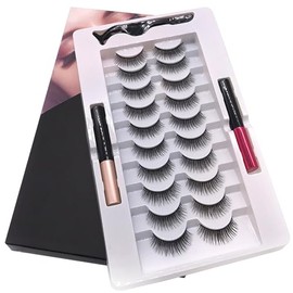 Kit de 10 Pares de Pestañas Magnéticas Hechas a Mano, Ligeras, Reutilizables, Magnéticas, con Aplicador de Delineador de Ojos, Ayudan a Crear Pestañas Densas, Gruesas, Rizadas y