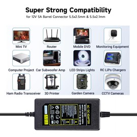 Replacment for Sceptre Monitor Power Cord 12V 5A AC Adapter for Sceptre EC Series 32" 30" 27" 24" 22" 20" 19" 15" E248W E225W E205W E275W E209W Monitor Power Supply Cord Charger & More 12V 5V 4A 3A 2A