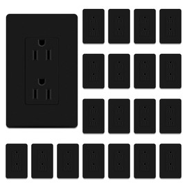 ThunderWay Matte Black Decorator Receptacle Outlet with Wall Plate, 15 Amp Standard Electrical Wall Outlet, Non-Tamper Resistant, 15Amp/125V, Self-Grounding, Wall Plate Included, UL Listed, 20 Pack