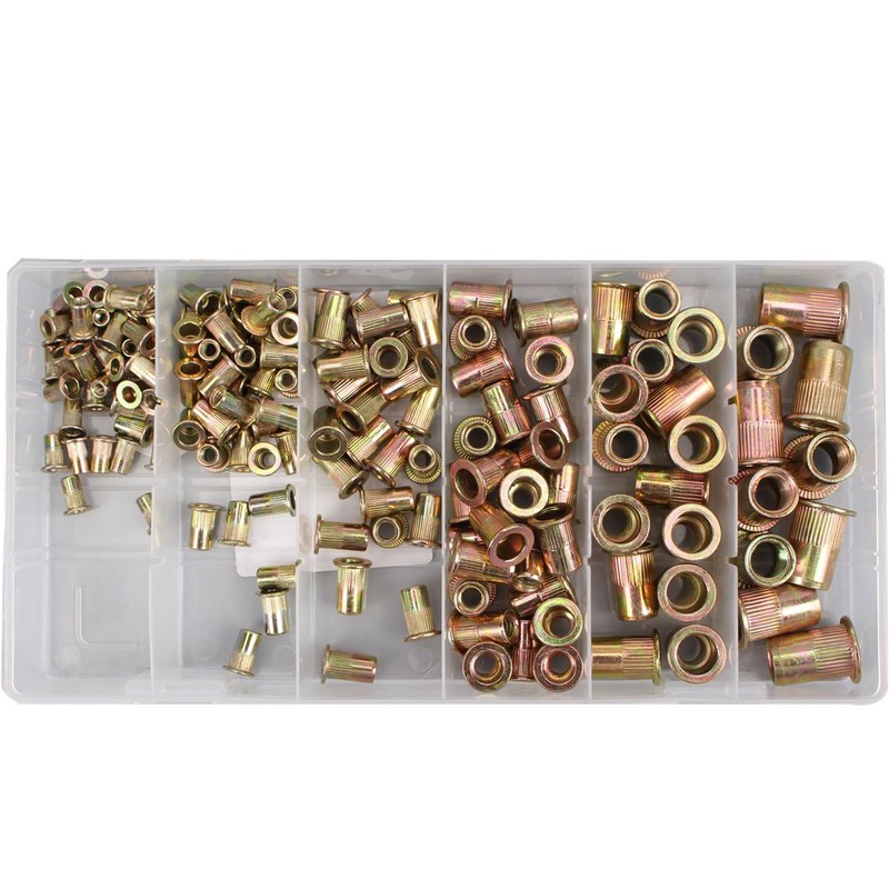 CCLIFE 150-Piece Rivet Nut Assortment Steel Thread Rivet Nutsert Cap