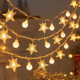 zaoalife 20 LEDs Star Snowflake String Lights Waterproof Fairy Lights for Bedroom Patio Room Garden Party Home Xmas Decor Indoor Outdoor Decorations