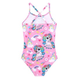 Alakuoti Toddler Girl Swimsuit Cute Pink Unicorn One Piece UPF 50+ Bathing Suits