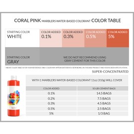 MARBLERS Liquid Colorant 11oz (310g) [Coral Pink] | Water-Based | Super-Concentrate | Dye, Tint, Pigment | Odorless | Non-Toxic | Great for Concrete, Cement, Mortar, Grout, Gypsum, Water-Based Paint