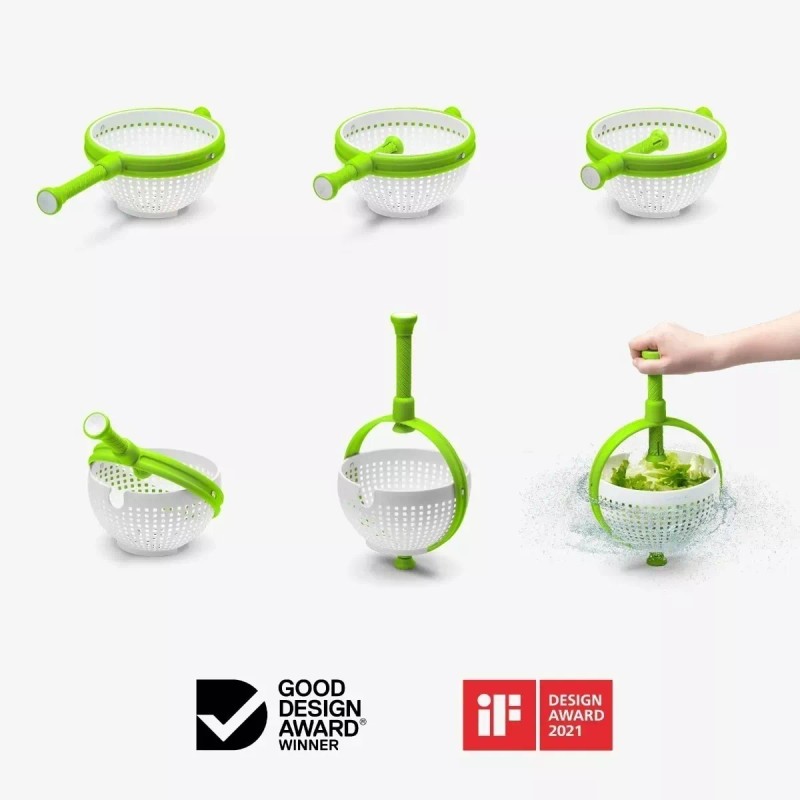 Total Supplier Colador Con Mango Plegable | Blanco Y Verde