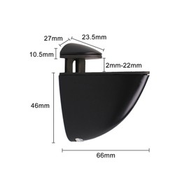 ANBOO Pack of 4 Adjustable Glass Shelf Brackets, Glass Shelf Brackets, Zinc Alloy Glass Bracket, for 2-23 mm Adjustable Shelf Brackets, Wall Mount for Glass Shelves, Black