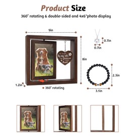 Dog Remembrance Picture Frame with Bracele & Necklace, Pet Dog Frames for Pictures Memorial