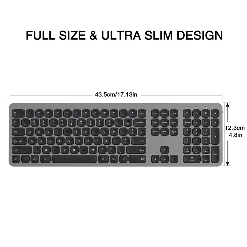 cimetech 2.4GHz Wireless Keyboard with Number Pad Full Size Design