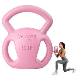 Yes4All Kettlebell, 5-25lb Strength Training Kettlebells for Women, Wide Multi-grip Textured Handle for Home Gym Exercises & Full Body Workout (10lbs - Pink)