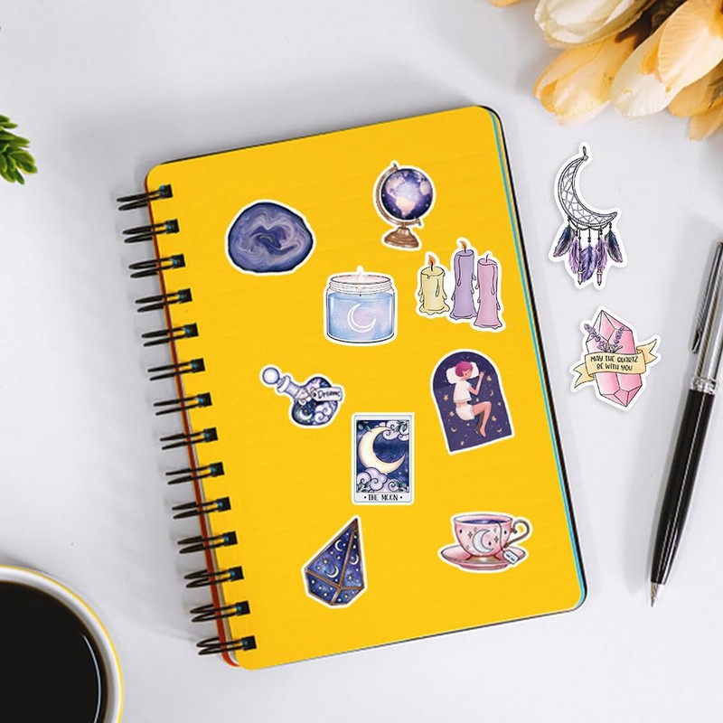 150PCS Midnight Magic Moon Stickers,Fantasy Aesthetic Stickers for Water Bottles,Waterproof