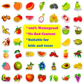 Fruit Stickers, 100 Pcs Cute Fruits Stickers for Kids, Colorful VSCO Waterproof Stickers for Water Bottle Scooter Luggage Laptop Skateboard, Fruits Sticker Bulk Holiday Gifts for Kids Teens Adults