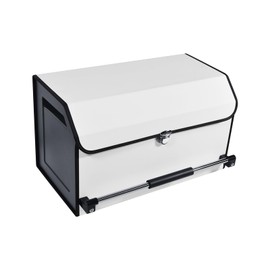 XCF Car Trunk Organizer, Push-pull Handle, Leather Collapsible 2 Compartments Car Organizers with Lid, Car Trunk Storage Organizer, Suitable for All Kinds of Cars, SUV, Minivan (Large, White)