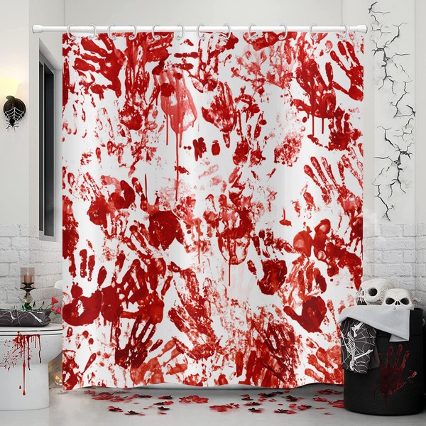 Hnmdmyi Shower Curtain Halloween 180 x 200 cm, Horror Scary