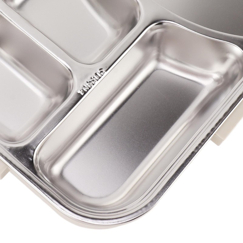 Stainless Steel Lunch Box with Soup Bowl Spoon Chopsticks Beige