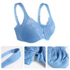 Lemorosy Wide Strap Front Closure Bra Lace Full Figure Underwire(Blue