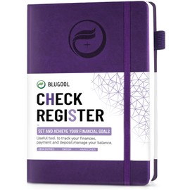 Check Registers for Personal Checkbook, Blugool Checkbook Register with Check & Transaction Registers, Accounting Ledger Log Book for Personal and Work, 5.8" x 8.3" (Purple)