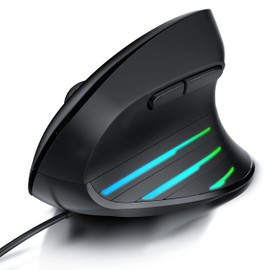 CSL - ergonomische Maus 6400 DPI - neues Modell - Vertikal mit Kabel - USB Vertical Mouse – ergonomisches Design - armschonend – seitliche LEDs - 1000-6400 DPI - kabelgebunden - PC und MAC