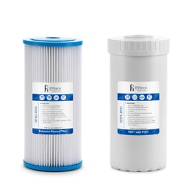 iFilters Whole House Sediment & GAC/KDF Replacement Water Filter Cartridge Set | 100% Compatible with 4.5”x10” Dual systems like MWH-D-WELL & SP30-KDF1-4510