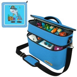 PUNALU Large Bag for Toniebox with Protective Film Suitable for Toniebox, Space for 68 Tonies, Set Toniebox Bag + Toniebox Sticker (Light Blue)