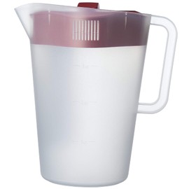 Goodcook 10658 - Jarra de plástico de 1 galón con 3 coladores y cierre sin derrames, apto para lavaplatos, transparente y rojo