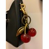 Lmuwecno Luxurious 18K Gold Plated Cherry Bag Charm, Cherry Keychain